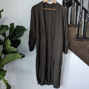 Midi green duster jacket